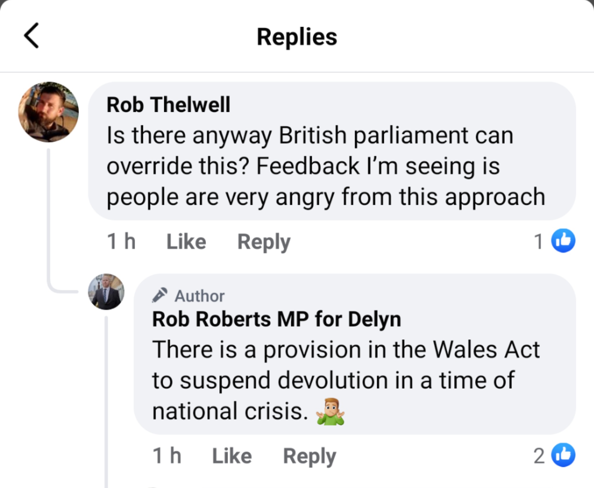 Rob Roberts MP Facebook page