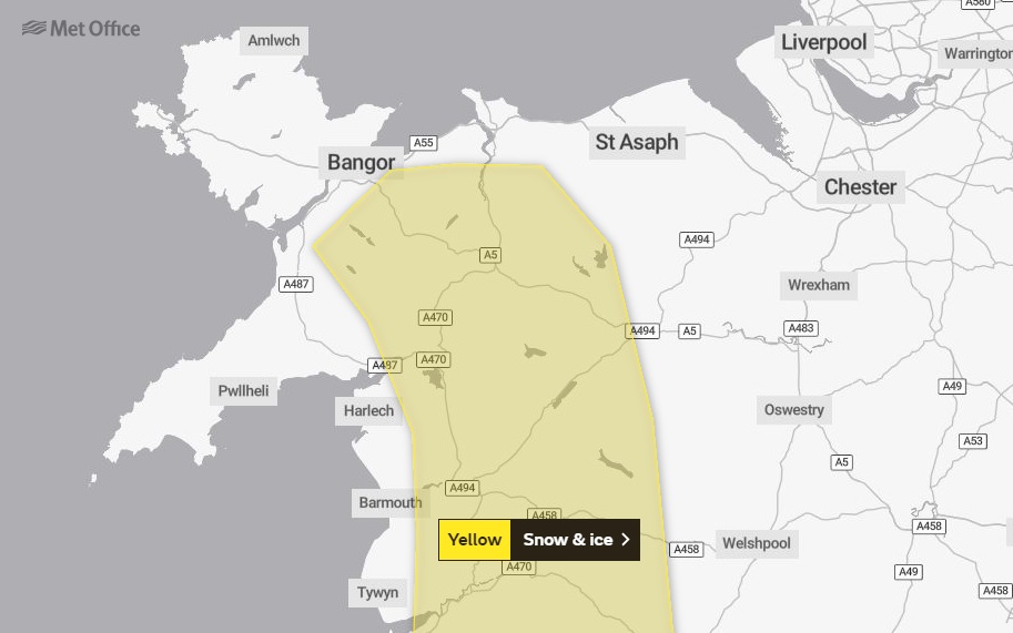 Yellow Weather Warning For Snow And Ice Issued For Parts Of North Wales North Wales