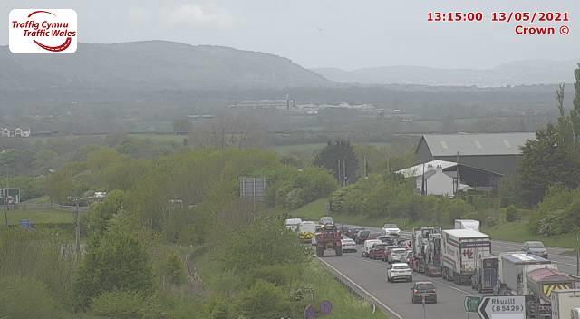 A55 closed J28 Waen westbound due to police incident North.Wales